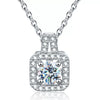 Wholesale Women's Fashion Square Moissanite Pendant Necklace With Geometric Pattern Made Of 925 Silver And Electroplated