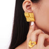 Wholesale Women's Fashion Square Oblique Stripe Stainless Steel Gold Plated Electroplated Earrings Combination