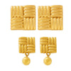 Wholesale Women's Fashion Square Oblique Stripe Stainless Steel Gold Plated Electroplated Earrings Combination