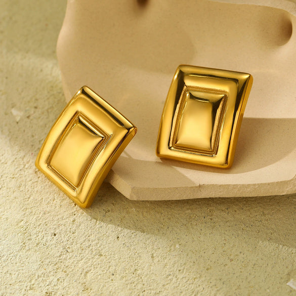 Wholesale Women's Fashion Square Titanium Steel And Stainless Steel Electroplated Earrings