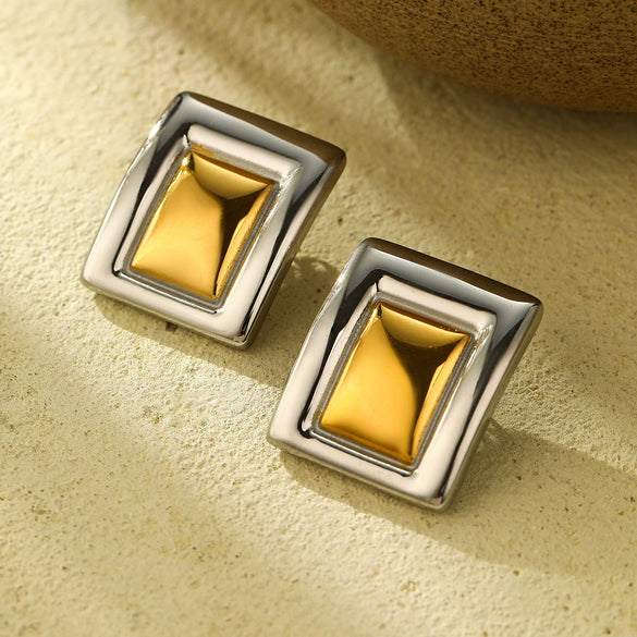 Wholesale Women's Fashion Square Titanium Steel And Stainless Steel Electroplated Earrings