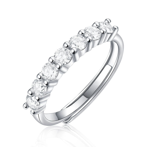Wholesale Women's Fashion Stacked Ring S925 Silver Moissanite Inlay Geometric Style