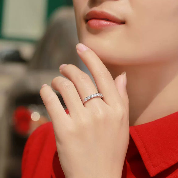 Wholesale Women's Fashion Stacked Ring S925 Silver Moissanite Inlay Geometric Style