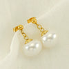 Wholesale Women's Fashion Stainless Steel And Imitation Pearl Geometric Earrings With Electroplating