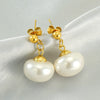 Wholesale Women's Fashion Stainless Steel And Imitation Pearl Geometric Earrings With Electroplating