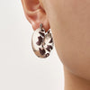 Wholesale Women's Fashion 316L Stainless Steel And Resin Ushaped Geometric Leopard Print Electroplated Earrings