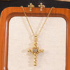 Wholesale Women's Fashion Stainless Steel And Titanium Steel Cross Crown Roman Numerals Electroplated Pendant Necklace With O Word Chain Jewelry