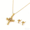 Wholesale Women's Fashion Stainless Steel And Titanium Steel Cross Crown Roman Numerals Electroplated Pendant Necklace With O Word Chain Jewelry