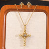 Wholesale Women's Fashion Stainless Steel And Titanium Steel Cross Crown Roman Numerals Electroplated Pendant Necklace With O Word Chain Jewelry