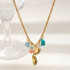 Wholesale Women's Fashion Stainless Steel And Titanium Steel Electroplated Heart Oil Drop Pendant Sweater Chain Necklace In Ins And Minimalist Style