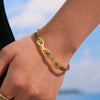 Wholesale Women's Fashion Stainless Steel And Titanium Steel Enamel Glaze Electroplated Ferris Wheel And Devil's Eye Ring And Bracelet