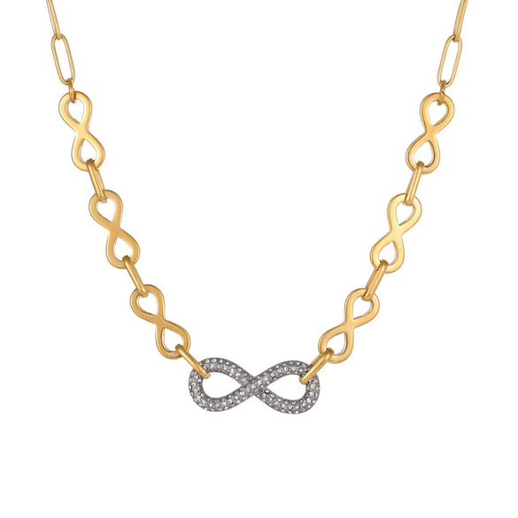 Wholesale Women's Fashion Stainless Steel And Titanium Steel Jewelry Set With Heart Water Drop Bell Patterns Electroplated Infinity Symbol Necklace And Bracelet