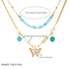 Wholesale Women's Fashion Stainless Steel Beaded Butterfly Pendant Chain Necklace With Electroplating Treatment