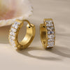 Wholesale Women's Fashion Stainless Steel Circle Earrings With 5A Zircon And Geometric Pattern Electroplated