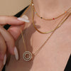 Wholesale Women's Fashion Stainless Steel Circle Pendant Clavicle Necklace And Bracelet Set With Electroplating Niche Design