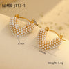 Wholesale Women's Fashion Stainless Steel Earrings With Pearl Inlaid Geometric And U Shaped Patterns And Electroplating Processing
