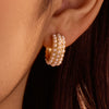 Wholesale Women's Fashion Stainless Steel Earrings With Pearl Inlaid Geometric And U Shaped Patterns And Electroplating Processing