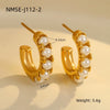 Wholesale Women's Fashion Stainless Steel Earrings With Pearl Inlaid Geometric And U Shaped Patterns And Electroplating Processing