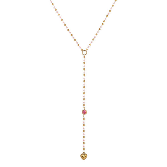 Wholesale Women's Fashion Stainless Steel Electroplated Geometric Heart Yshaped Tassel Necklace