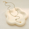 Wholesale Women's Fashion Stainless Steel Electroplated Geometric Heart Yshaped Tassel Necklace