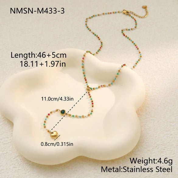 Wholesale Women's Fashion Stainless Steel Electroplated Geometric Heart Yshaped Tassel Necklace