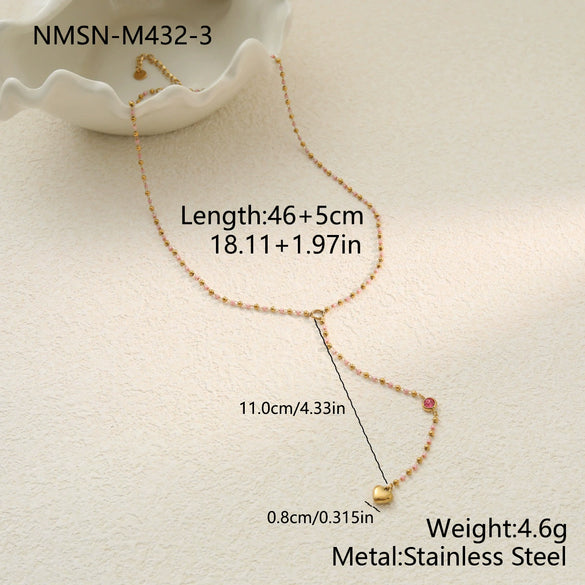 Wholesale Women's Fashion Stainless Steel Electroplated Geometric Heart Yshaped Tassel Necklace
