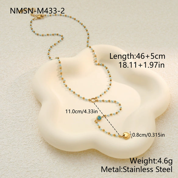 Wholesale Women's Fashion Stainless Steel Electroplated Geometric Heart Yshaped Tassel Necklace