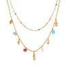 Wholesale Women's Fashion Stainless Steel Electroplated Geometric Necklace With Colorful Beads Starfish Seahorse Heart Pendant