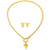 Wholesale Women's Fashion Stainless Steel Electroplated Love Water Drops And Bells Pattern Heart Jewelry Set With Twist Chain Necklace And Earrings