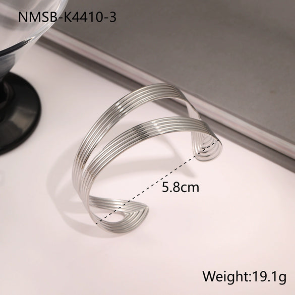 Wholesale Women's Fashion Stainless Steel Electroplated Open Bracelet Niche Design Jewelry