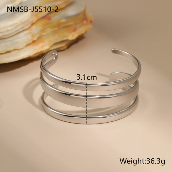 Wholesale Women's Fashion Stainless Steel Electroplated Open Bracelet Niche Design Jewelry