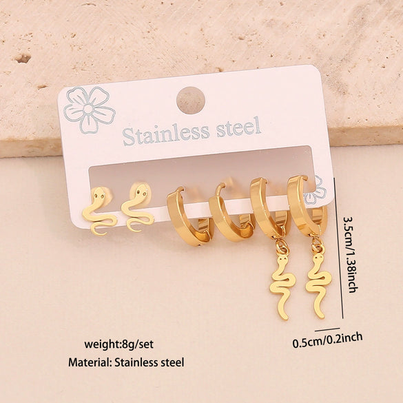 Wholesale Women's Fashion Stainless Steel Flower Crown Heart Shape Butterfly Earrings With Electroplating
