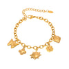 Wholesale Women's Fashion Stainless Steel Geometric Pattern Multiaccessory Bracelet With Hollow Pendant Electroplated With Real Gold