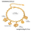 Wholesale Women's Fashion Stainless Steel Geometric Pattern Multiaccessory Bracelet With Hollow Pendant Electroplated With Real Gold