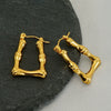 Wholesale Women's Fashion Stainless Steel Geometric Ushaped Electroplated Bamboo Design Retro Light Luxury Earrings