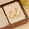 Wholesale Women's Fashion Stainless Steel Heart Pattern Electroplated Imitation Pearl Earrings