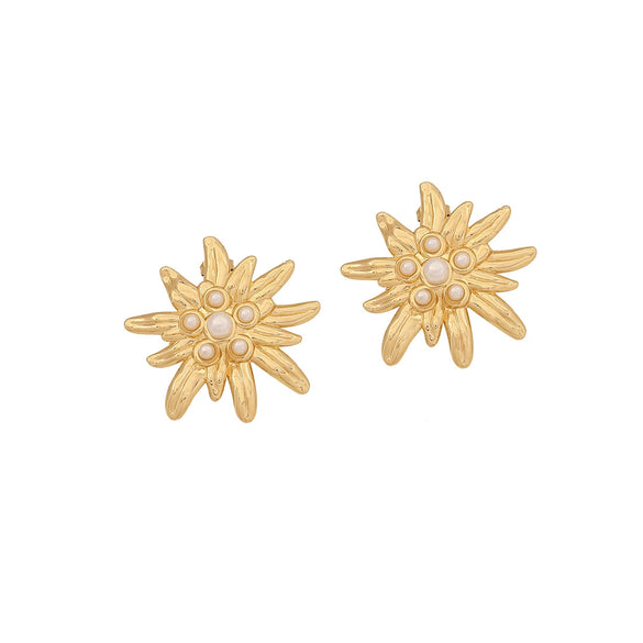 Wholesale Women's Fashion Stainless Steel Heart Pattern Electroplated Imitation Pearl Earrings