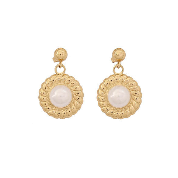 Wholesale Women's Fashion Stainless Steel Heart Pattern Electroplated Imitation Pearl Earrings