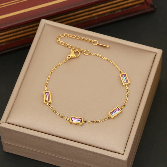 Wholesale Women's Fashion Stainless Steel Heart Shaped Butterfly Love Bracelet With Electroplating