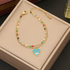 Wholesale Women's Fashion Stainless Steel Heart Shaped Double O Chain Necklace With Electroplating And Drop Oil Eyes Design