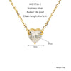 Wholesale Women's Fashion Stainless Steel Heartshaped Zircon Electroplated Clavicle Necklace