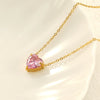 Wholesale Women's Fashion Stainless Steel Heartshaped Zircon Electroplated Clavicle Necklace