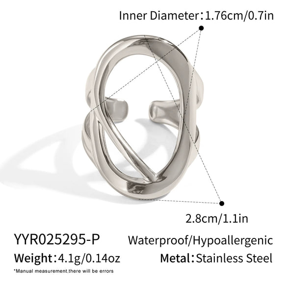 Wholesale Women's Fashion Stainless Steel Irregular Geometric Rings With Electroplating Processing