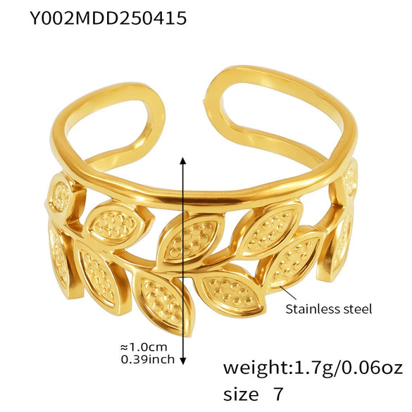 Wholesale Women's Fashion Stainless Steel Irregular Hollow Multi Layer Geometric Ring With Opening Design And Electroplating