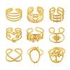 Wholesale Women's Fashion Stainless Steel Irregular Hollow Multi Layer Geometric Ring With Opening Design And Electroplating