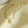 Wholesale Women's Fashion Stainless Steel 18K Electroplated Hollow Love Diamond Beaded Bracelet