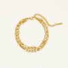 Wholesale Women's Fashion Stainless Steel 18K Gold Electroplated Threelayer Stacked Disc Natural Stone Bracelets