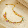 Wholesale Women's Fashion Stainless Steel 18K Gold Plated Threelayer Stacked Colorful Gravel Bracelet
