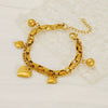 Wholesale Women's Fashion 316L Stainless Steel 18K Goldplated Doublelayer Heartshaped Folding Bracelet With Electroplating Treatment