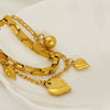 Wholesale Women's Fashion 316L Stainless Steel 18K Goldplated Doublelayer Heartshaped Folding Bracelet With Electroplating Treatment